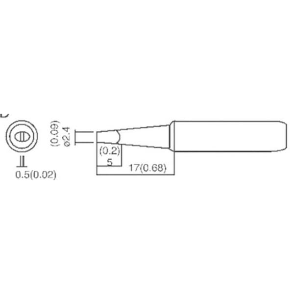 TOOLCRAFT Lödspets Mejselformad Spetsstorlek 2.4 mm Spetslängd 17 mm Innehåll 1 st