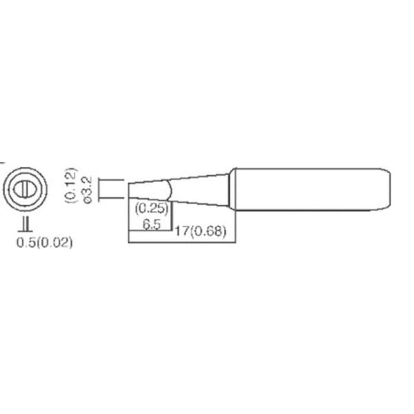 TOOLCRAFT Lödspets Mejselformad Spetsstorlek 3.2 mm Spetslängd 17 mm Innehåll 1 st