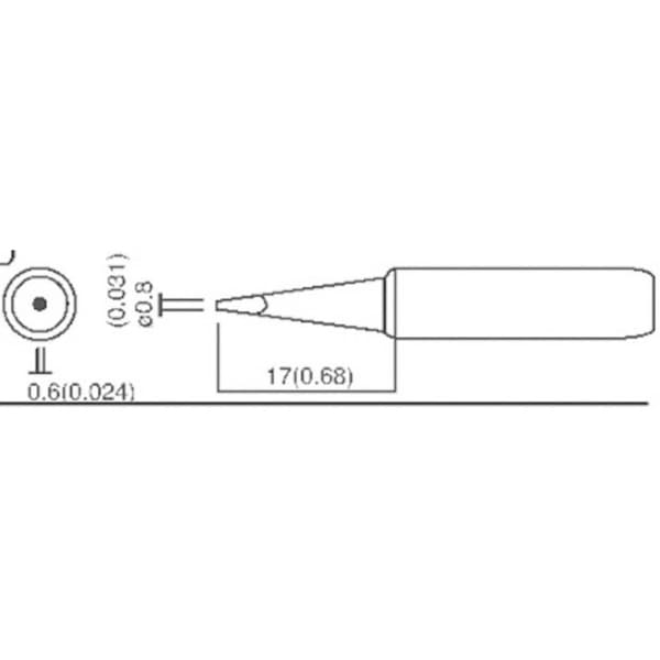 TOOLCRAFT T-0,8D Lödspets Mejselformad Spetsstorlek 0.8 mm Spetslängd 17 mm Innehåll 1 st