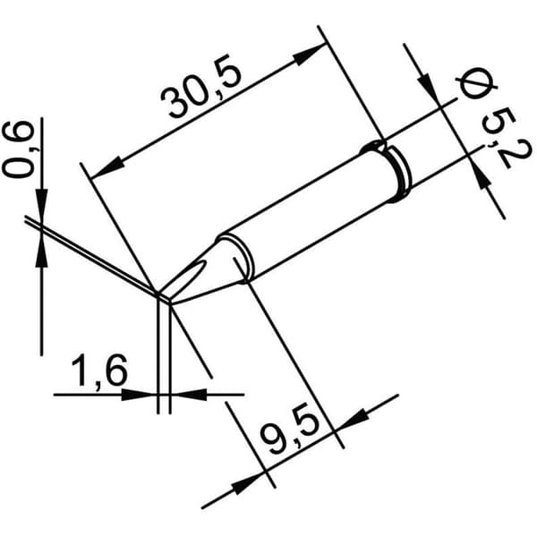 Ersa 102 CD LF 16 Lödspets Mejselformad, rak Spetsstorlek 1.6 mm Innehåll 1 st
