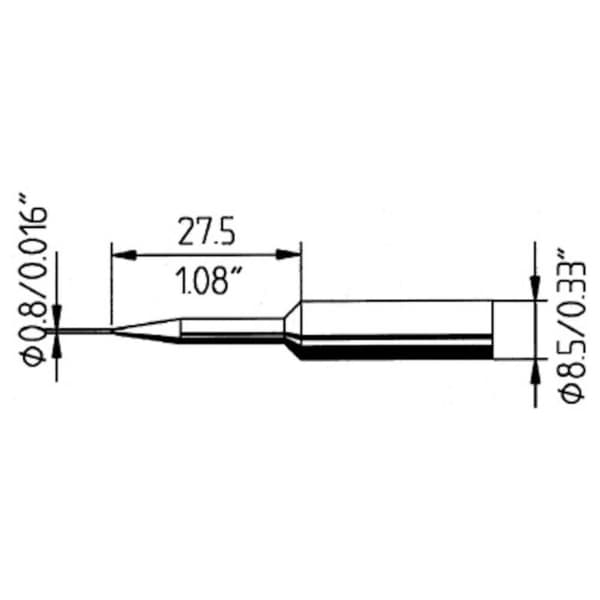 Ersa 0832SDLF Lödspets Konformad, ERSADUR Spetsstorlek 0.8 mm Innehåll 1 st