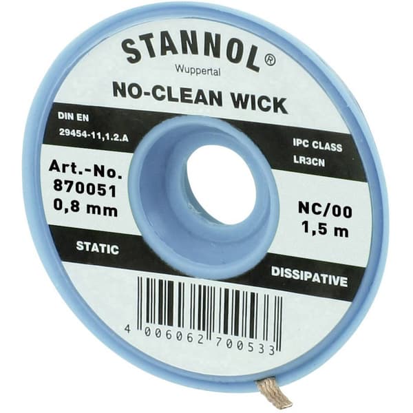 Stannol NC/OO Lödfläta Längd 1.5 m Bredd 0.8 mm