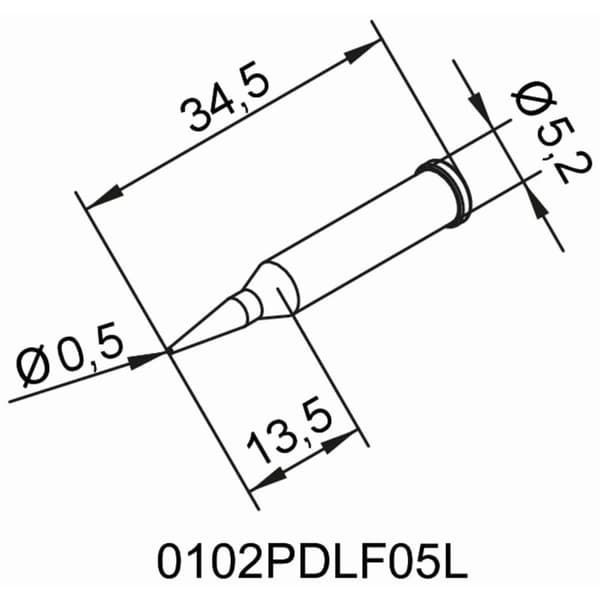 Ersa 0102PDLF05L Lödspets Konformad Spetsstorlek 0.50 mm Innehåll 1 st