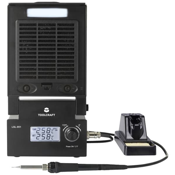 TOOLCRAFT LSL-951 Lödstation med LED-belysning och lödsug digital 80 W 160 - 480 °C