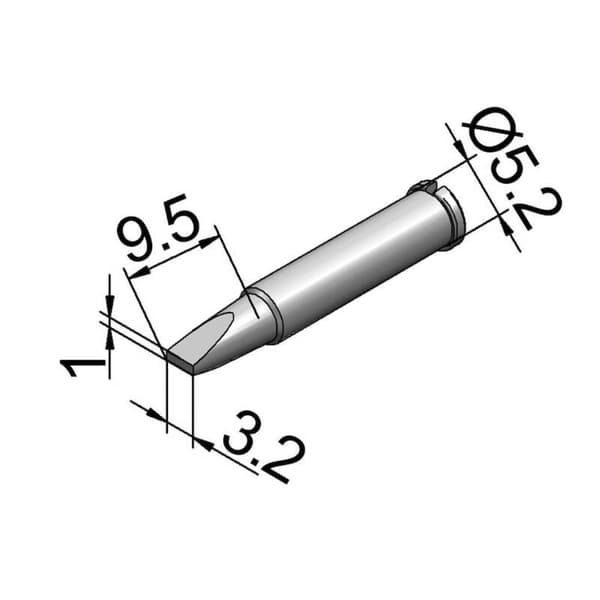 Ersa 0102CDLF32 Lödspets Mejselformad, rak Spetsstorlek 3.20 mm Innehåll 1 st