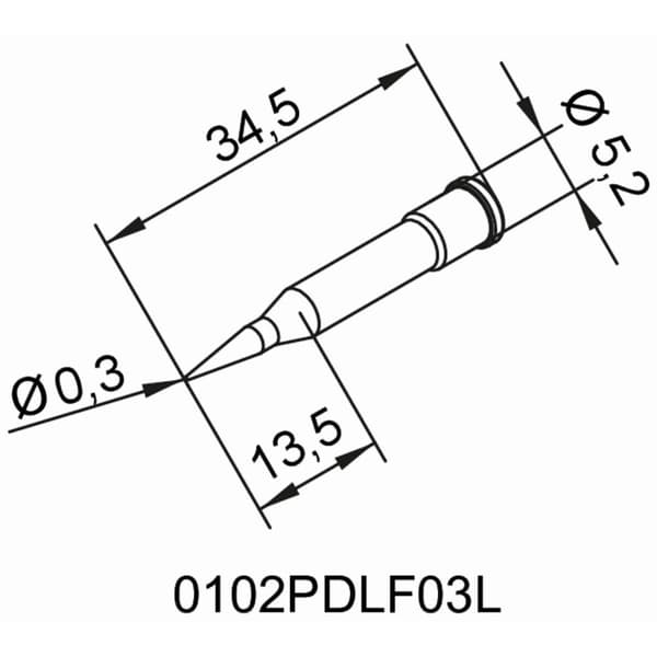 Ersa 0102PDLF03L Lödspets Konformad Spetsstorlek 0.30 mm Innehåll 1 st