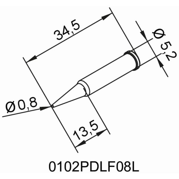 Ersa 0102PDLF08L Lödspets Konformad Spetsstorlek 0.80 mm Innehåll 1 st