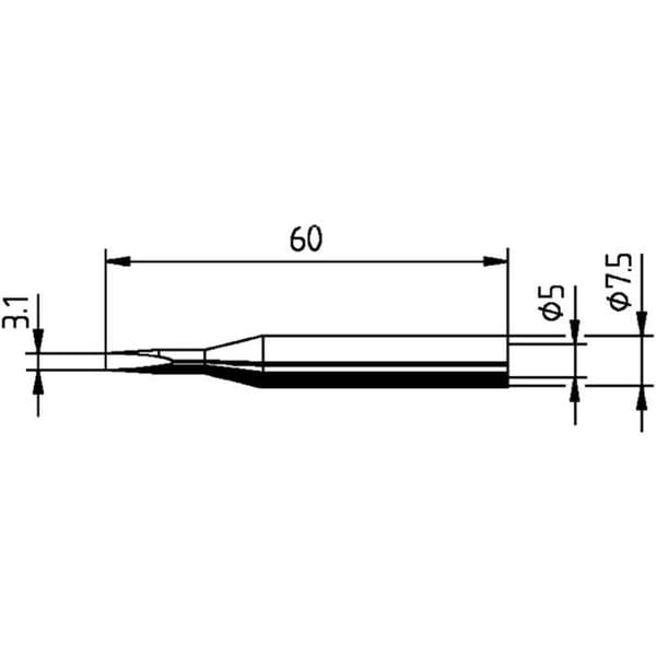 Ersa 0172KD Lödspets Mejselformad, rak Spetsstorlek 3.10 mm Innehåll 1 st