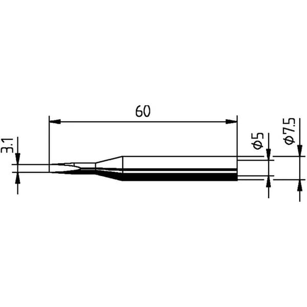 Ersa 0172KD Lödspets Mejselformad, rak Spetsstorlek 3.10 mm Innehåll 1 st