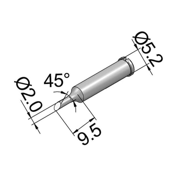 Ersa 0102ADLF20 Lödspets Vinklad Spetsstorlek 2 mm Innehåll 1 st