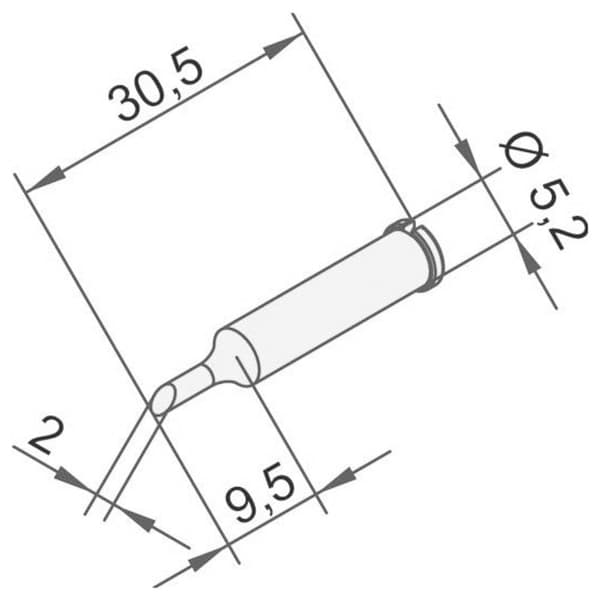 Ersa 0102ADLF20 Lödspets Vinklad Spetsstorlek 2 mm Innehåll 1 st