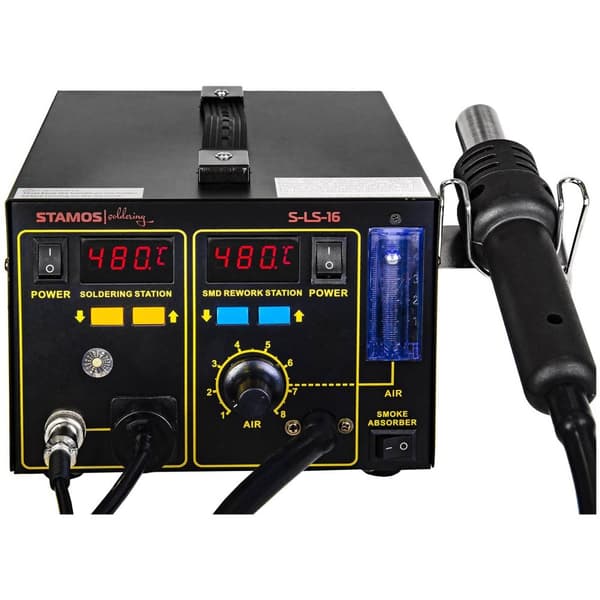Stamos Soldering Lödstation med lödröksutsug – 2 skärmar – 720 W – Basic