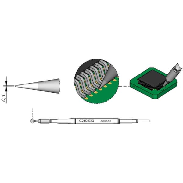 JBC Tools C210020 Lödspets Rundformad, rak Spetsstorlek 0.1 mm Innehåll 1 st