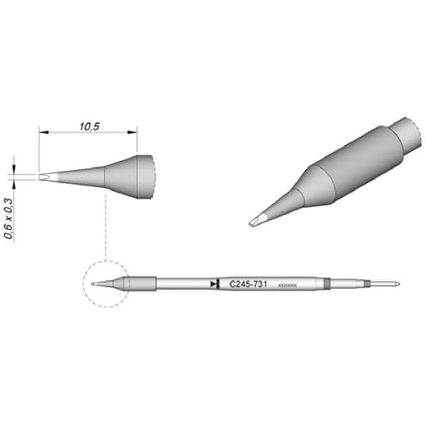 JBC Tools C245731 Lödspets Mejselformad, rak Spetsstorlek 0.3 mm Innehåll 1 st