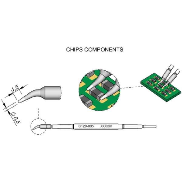 JBC Tools C120006 Lödspets böjd Spetsstorlek 0.5 mm Innehåll 1 st
