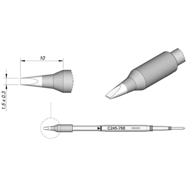 JBC Tools C245768 Lödspets Mejselformad, rak Spetsstorlek 0.3 mm Innehåll 1 st