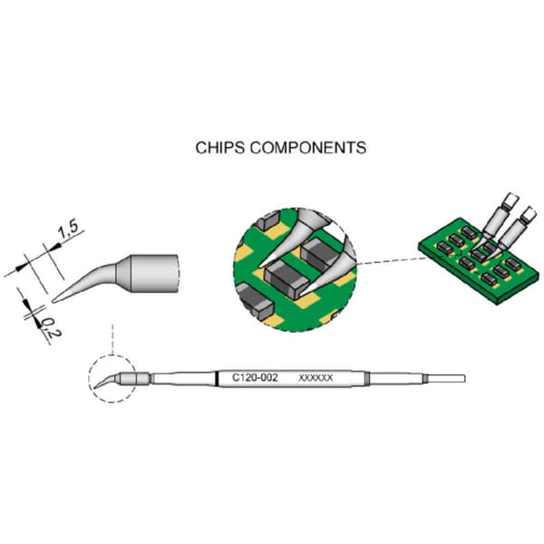 JBC Tools C120002 Lödspets böjd Spetsstorlek 0.2 mm Innehåll 1 st