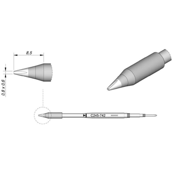 JBC Tools C245742 Lödspets Mejselformad, rak Spetsstorlek 0.3 mm Innehåll 1 st