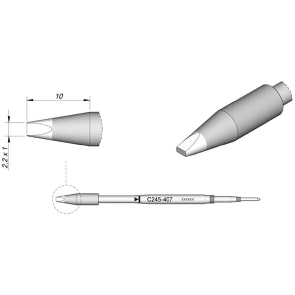 JBC Tools C245407 Lödspets Mejselformad, rak Spetsstorlek 1.0 mm Innehåll 1 st