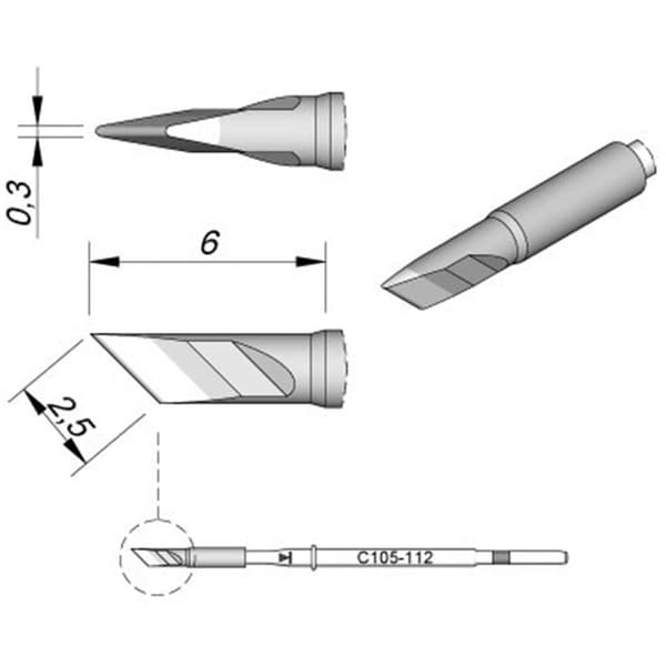 JBC Tools C105112 Lödspets Klingform, rak Spetsstorlek 0.3 mm Innehåll 1 st
