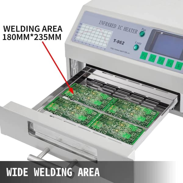 800W infraröd återflödesugn med LCD,8 temperaturparametervågor,effektiv kylning
