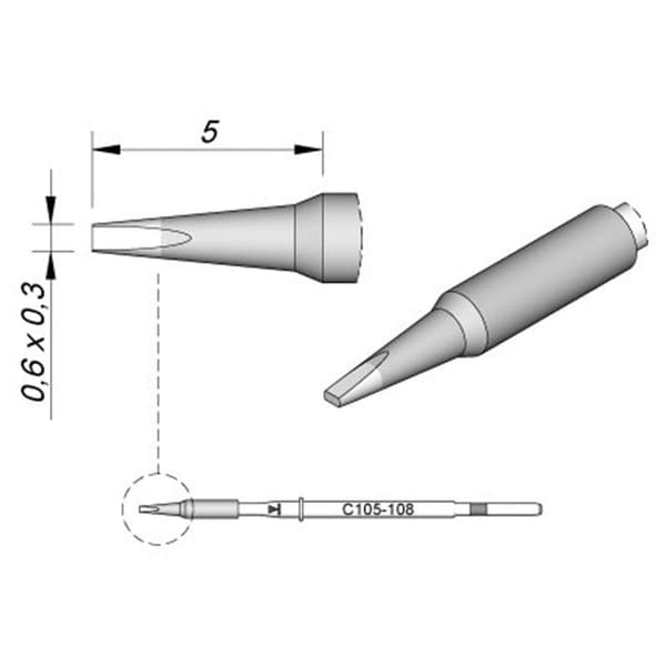 JBC Tools C115113 Lödspets Mejselformad, rak Spetsstorlek 0.3 mm Innehåll 1 st