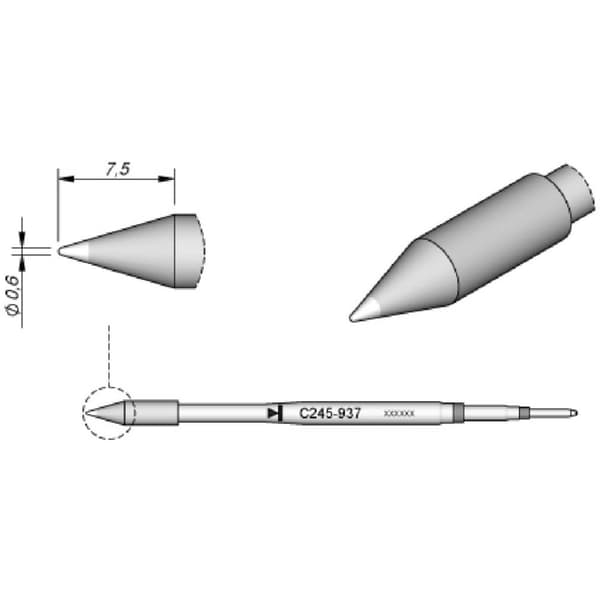 JBC Tools C245937 Lödspets Rundformad, rak Spetsstorlek 0.6 mm Innehåll 1 st