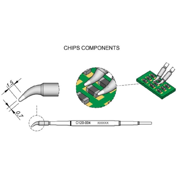 JBC Tools C120004 Lödspets böjd Spetsstorlek 0.7 mm Innehåll 1 st