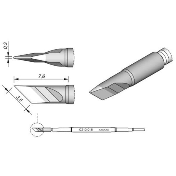 JBC Tools C210018 Lödspets Specialform, klingformad Spetsstorlek 0.3 mm Innehåll 1 st