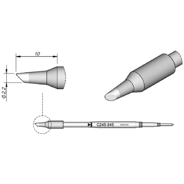 JBC Tools C245945 Lödspets Rundformad, snedskuren Spetsstorlek 2.2 mm Innehåll 1 st