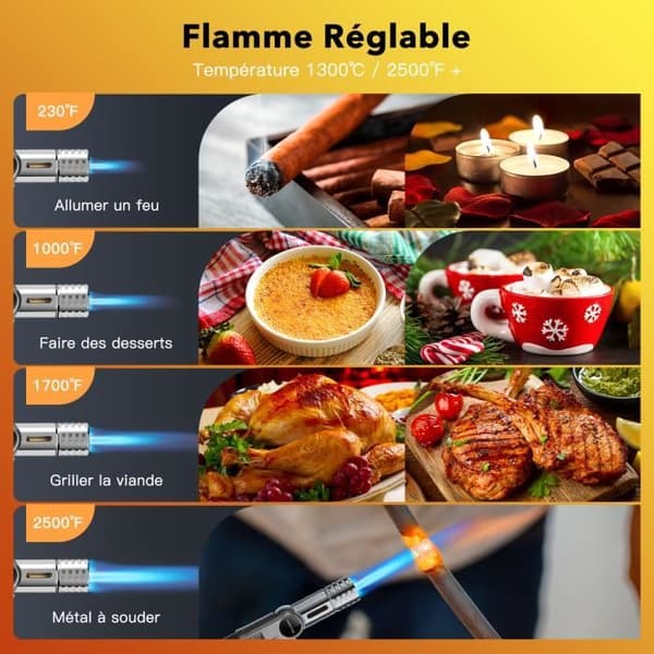 Hommie köksblåslampa, professionell blåslampa med säkerhetslås, för Crème Brulée, matlagning, grill, lödning