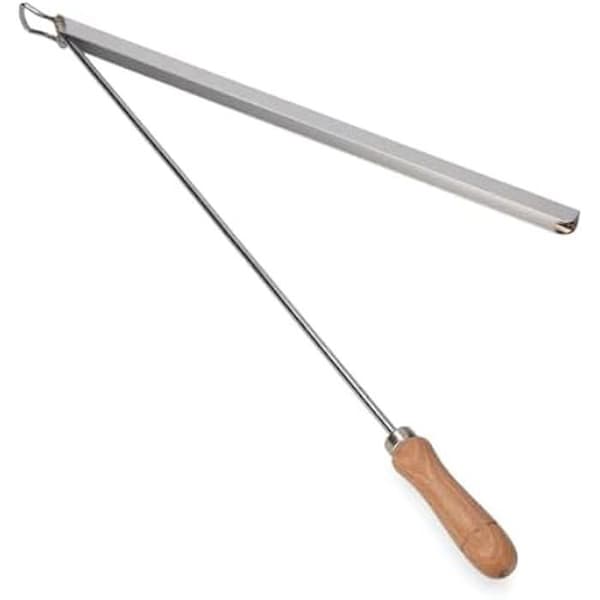EDM 85124 Tidningshållare i aluminium med trähandtag, grå/brun, 42 cm