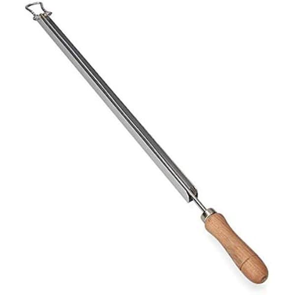 EDM 85124 Tidningshållare i aluminium med trähandtag, grå/brun, 42 cm