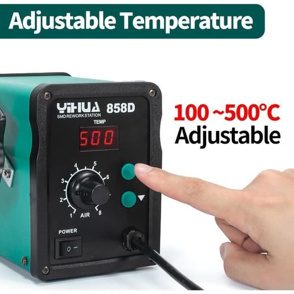 Lödstation med varmluft - YIHUA - 858D - 700W - PID temperaturkontroll - SMD lödning
