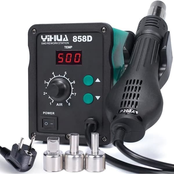 Lödstation med varmluft - YIHUA - 858D - 700W - PID temperaturkontroll - SMD lödning