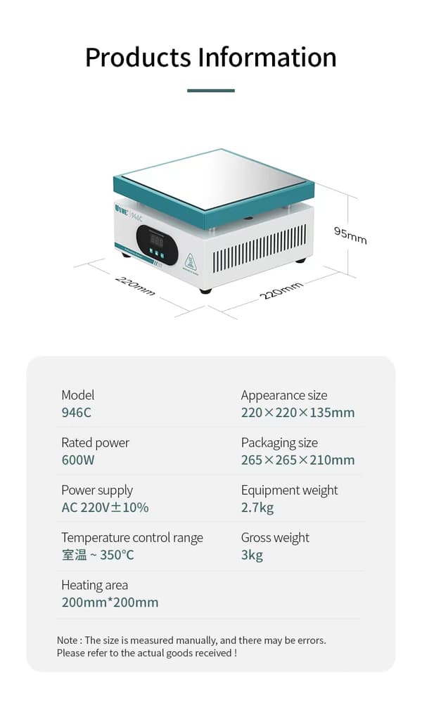 220V Elektroninen Kuumalevy, 600W Teho, Säädettävä Lämpötila-alue, Runsas Lämmitetty Pinta