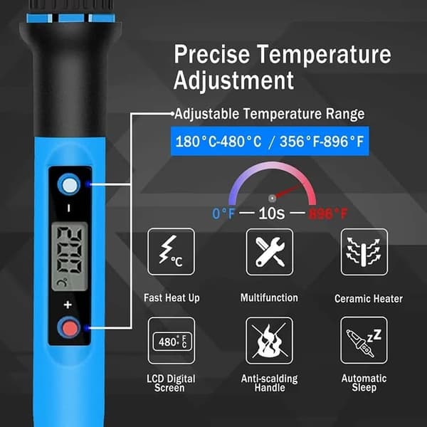 Lollanda 80W Precisionslödkolv med Justerbar Temperatur – Elektroniskt Lödkolv Kit med Hållare, Lödtråd och Spetsar