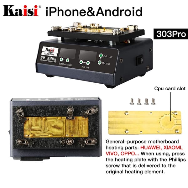 Kaisi 303pro bundkort varme station, præcis temperaturkontrol, effektiv opvarmningsproces,220V EU, 303pro-Android