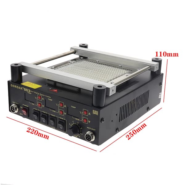 Gordak 863 3-i-1 Loddestation, Varmepistol, Forvarmningsstation,220V