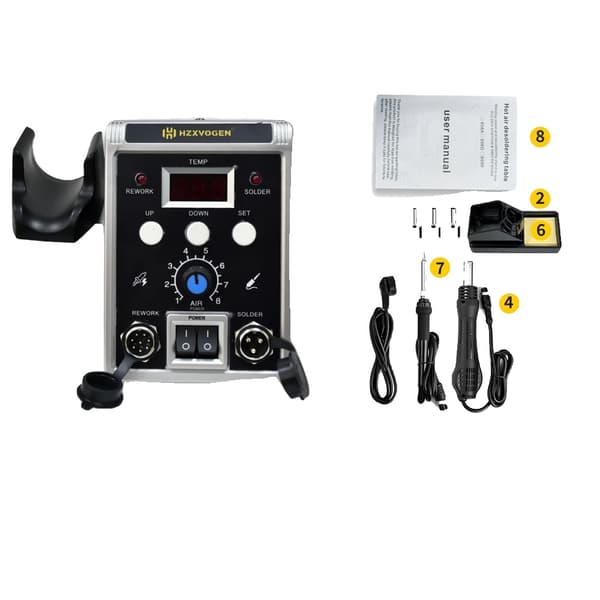 Lodde Station med Varmluftpistol, 700W Effekt, Dobbelt Funktionalitet,8586, 220V
