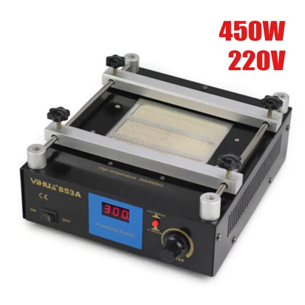 Kuuma levy esilämmitystasoa, 450W lämmitysteho, lämpötila-alue 50-350℃,Musta
