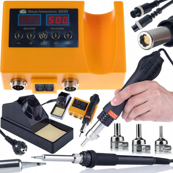 Rosfix Orange Husky OH660 Loddestation (varmluft og 900M) + Rosfix Blue Lark 80W BL80W Loddekolbe med tilbehørssæt + Prowelder Kit Mini