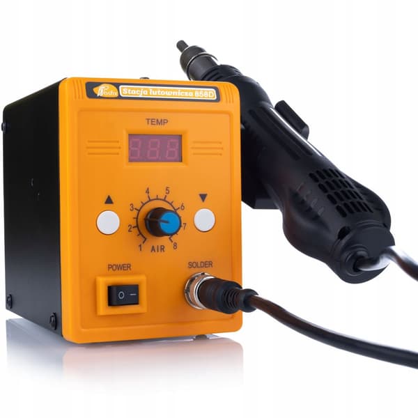 Rosfix 858D Varmluftloddekolbesæt + Blue Lark 80W BL80W loddekolbe med tilbehørssæt + Prowelder Kit Mini + Plastikhæftepistol + 200 hæfteklammer