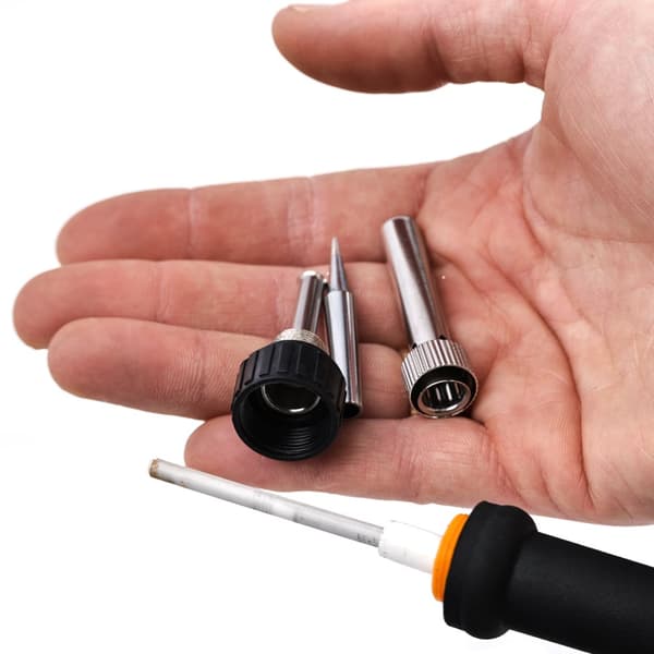 8-i-1 præcisionsloddekolbe med potentiometer Rosfix Orange Pitbull OP60W elektrisk S-serie (loddekolbe, 6 spidser og stativ)
