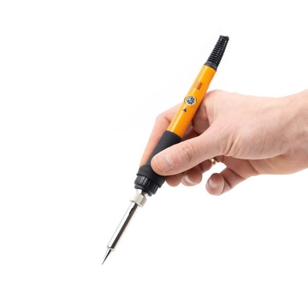 8-i-1 præcisionsloddekolbe med potentiometer Rosfix Orange Pitbull OP60W elektrisk S-serie (loddekolbe, 6 spidser og stativ)