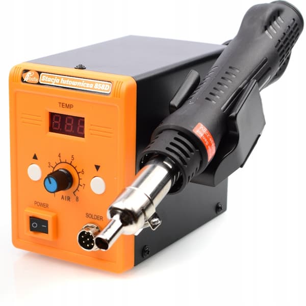 Rosfix Varmluftslödstation Rosfix 858D + 8-i-1-set precisionslödkolv med potentiometer Rosfix Orange Pitbull OP60W Electric S-serien