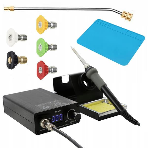 Rosfix Loddestation til T12 Rosfix Orange Akbash OLED T12OAO-spidser + 1/4" lanse 34 cm bøjet 30° + Sæt med 5 hurtigkoblingsdyser + 20x30 måtte