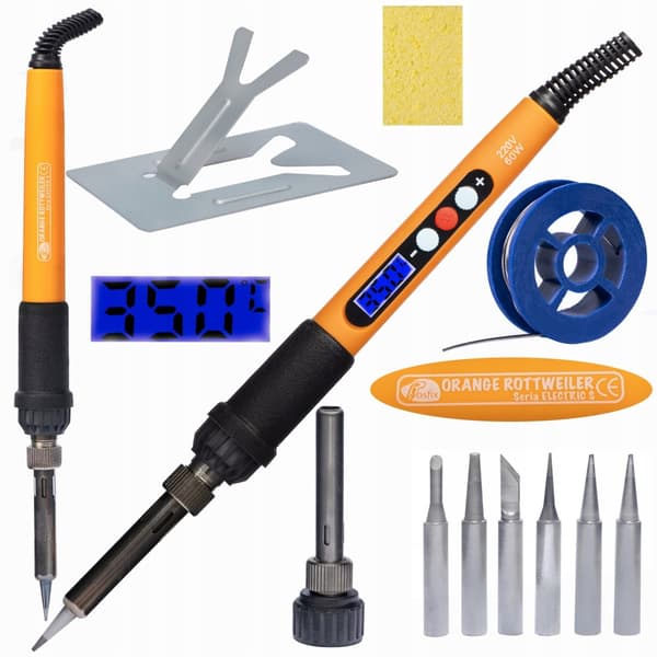 Rosfix Præcisionsloddekolbesæt Rosfix Orange Rottweiler OR60W Elektrisk S-serie + 30 brændeelementer + Plastikkasse 160x240x30mm