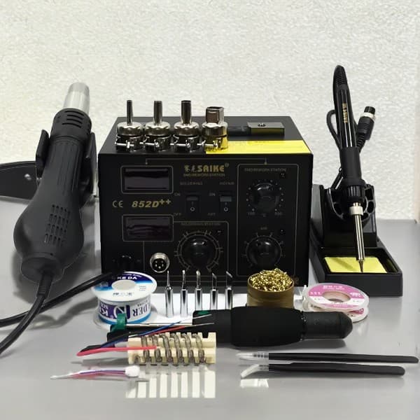 SAIKE 852D++ SMD Rework Station, Dobbelt Funktionalitet, Præcis Temperaturkontrol, Effektiv Luftstrøm