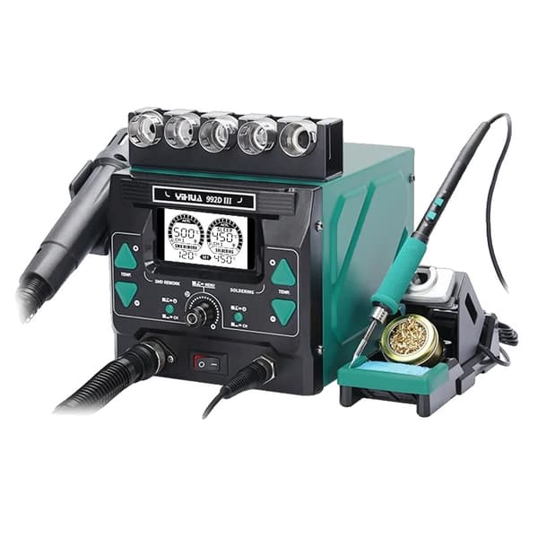 YIHUA 992D-III Lodde Station, Dobbelt Funktionalitet, 1220W Effekt,Sæt 2 245 håndtag, 110V